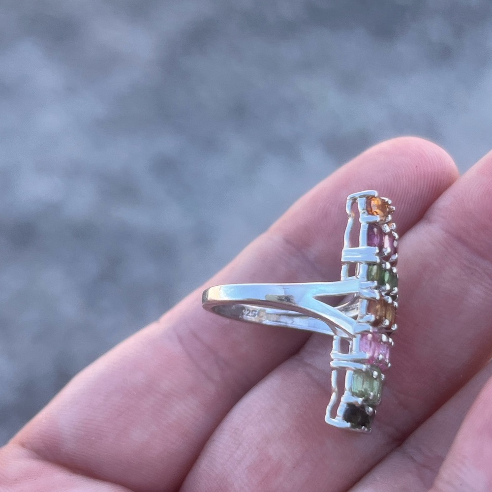 Vibrant Silver Ring With Multicolor Gemstones - image 3